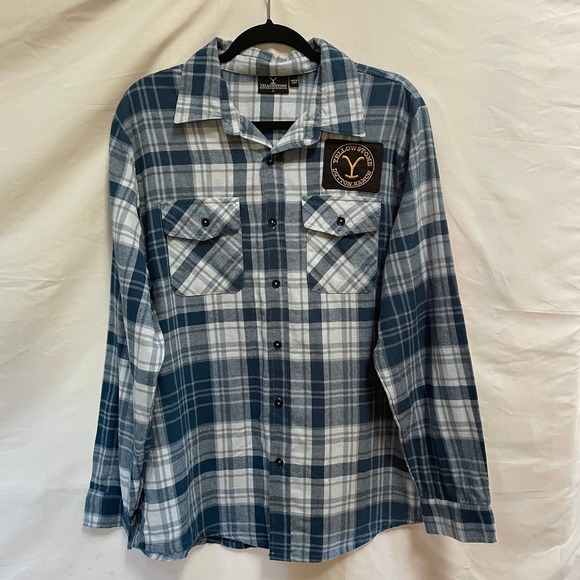 Yellowstone Men's Shirt L Brown Plaid Button Front Western Ranch Wear - Picture 1 of 4